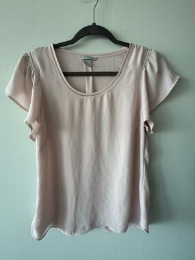 H&M Pale Pink Short Sleeve Ruffle Detail Blouse